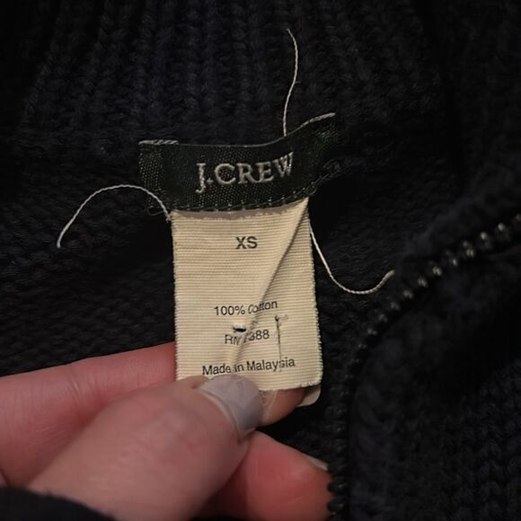 Jcrew women’s thick‎ cotton navy blue zip up sweater - Picture 3 of 4